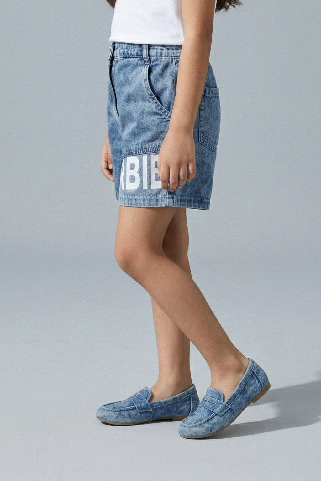 Barbie Blue Denim Logo Shorts BAH617