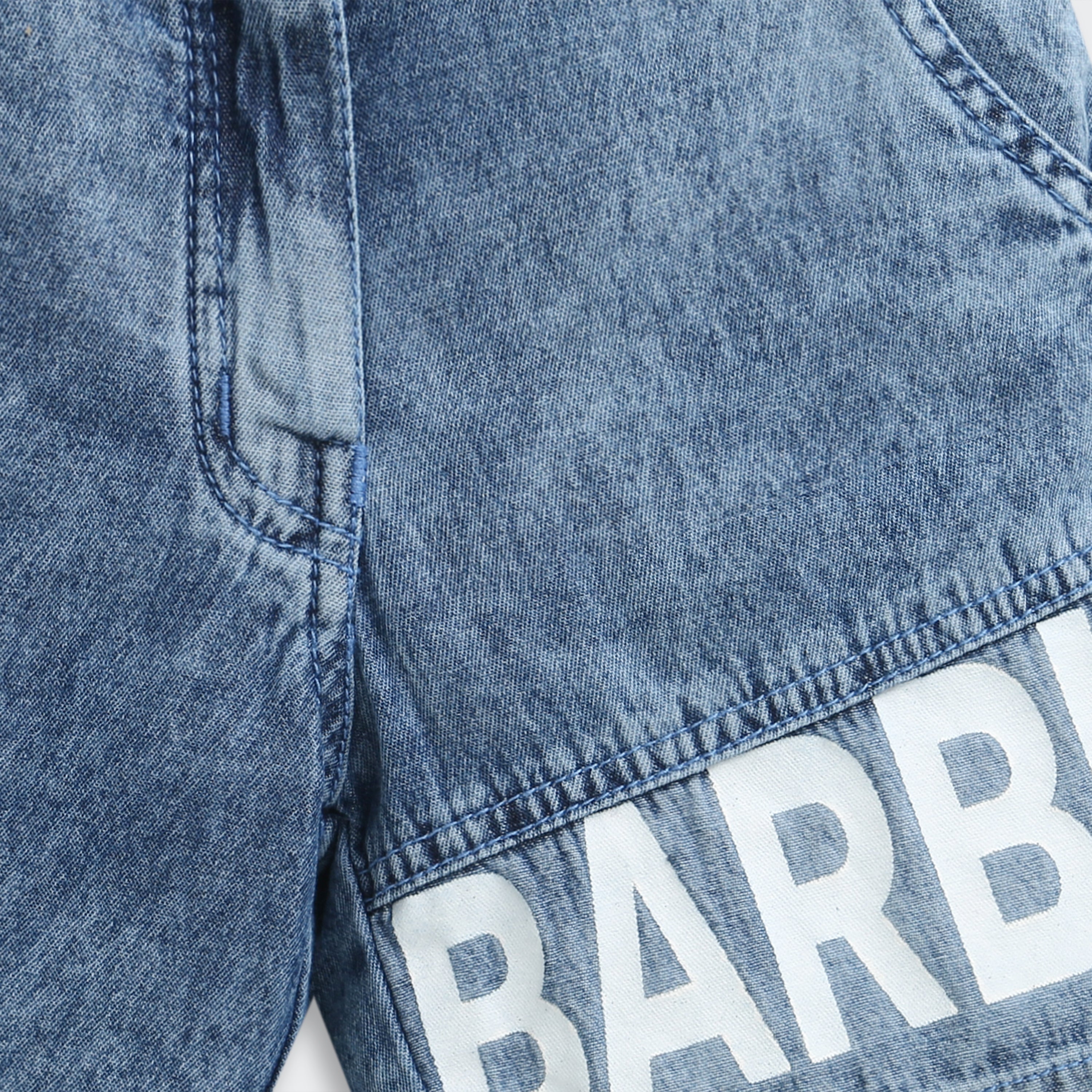 Barbie Blue Denim Logo Shorts For Girls | Trendy Summer Casual Wear | Kids | Tiny Girl India