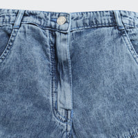 Barbie Blue Denim Logo Shorts For Girls | Trendy Summer Casual Wear | Kids | Tiny Girl India