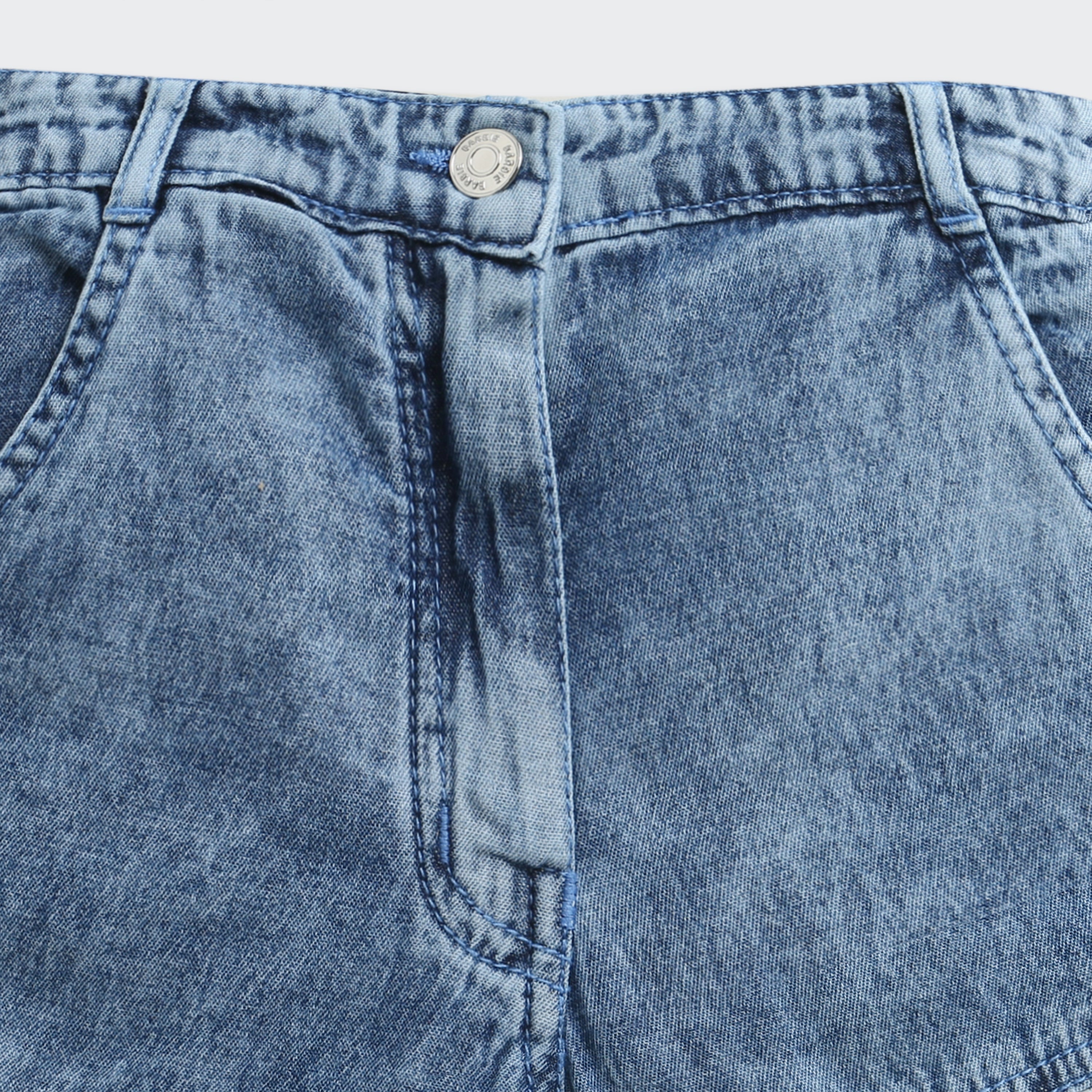 Barbie Blue Denim Logo Shorts For Girls | Trendy Summer Casual Wear | Kids | Tiny Girl India