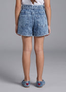 Barbie Stone Wash Denim Bow Belt Shorts BAH619