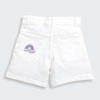 Barbie White Cotton Shorts For Girls | Stylish Summer Casual Wear With Logo Patch | Kids | Tiny Girl India