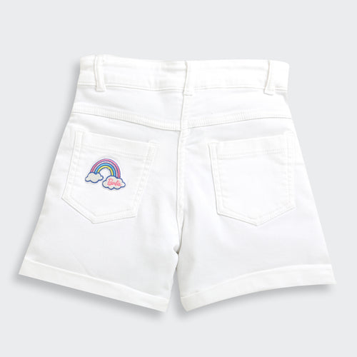 Barbie White Cotton Shorts BAH629