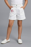 Barbie White Cotton Shorts BAH629