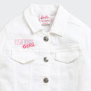Barbie White Denim Jacket For Girls | Stylish Layering Casual Outerwear | Kids | Tiny Girl India