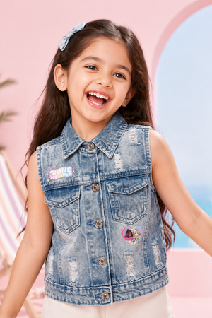 Barbie Blue Denim Sleeveless Jacket BAJ2033
