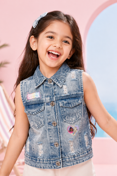 Barbie Blue Denim Sleeveless Jacket BAJ2033
