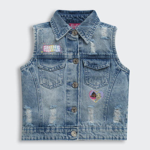 Barbie Blue Denim Sleeveless Jacket BAJ2033
