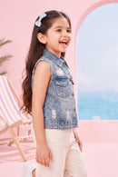 Barbie Blue Denim Sleeveless Jacket BAJ2033
