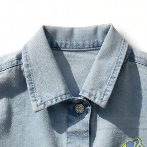 Barbie Light Blue Sleeveless Denim Jacket with Patches BAJ2034