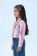 Barbie Metallic Pink Faux Leather Jacket BAJ2044