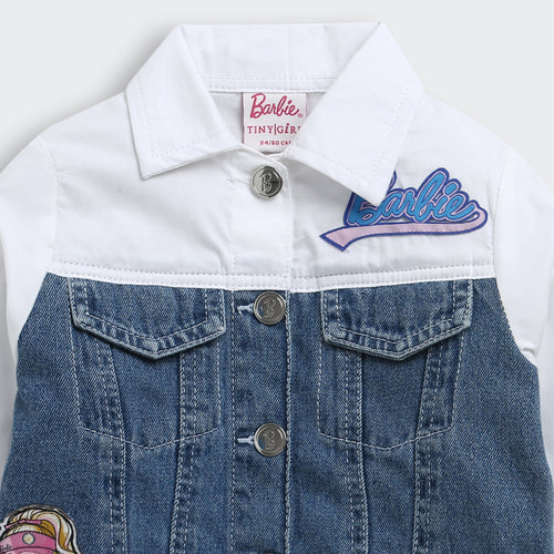 Barbie Blue And White Contrast Denim Jacket BAJ2049