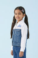 Barbie Blue And White Contrast Denim Jacket BAJ2049
