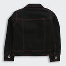 Barbie Black Denim Jacket With Pink Stitching For Girls | Stylish Winter Casual Wear | Kids | Tiny Girl India