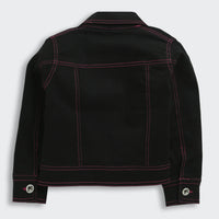 Barbie Black Denim Jacket With Pink Stitching For Girls | Stylish Winter Casual Wear | Kids | Tiny Girl India