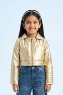 Barbie Gold Metallic Cropped Zip Jacket BAJ2053