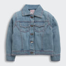 Barbie by Tiny Girl Cotton Full Sleeves Solid Pocket Detailed Jacket - Dark Blue