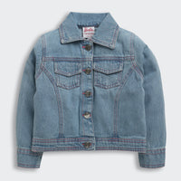 Barbie by Tiny Girl Cotton Full Sleeves Solid Pocket Detailed Jacket - Dark Blue