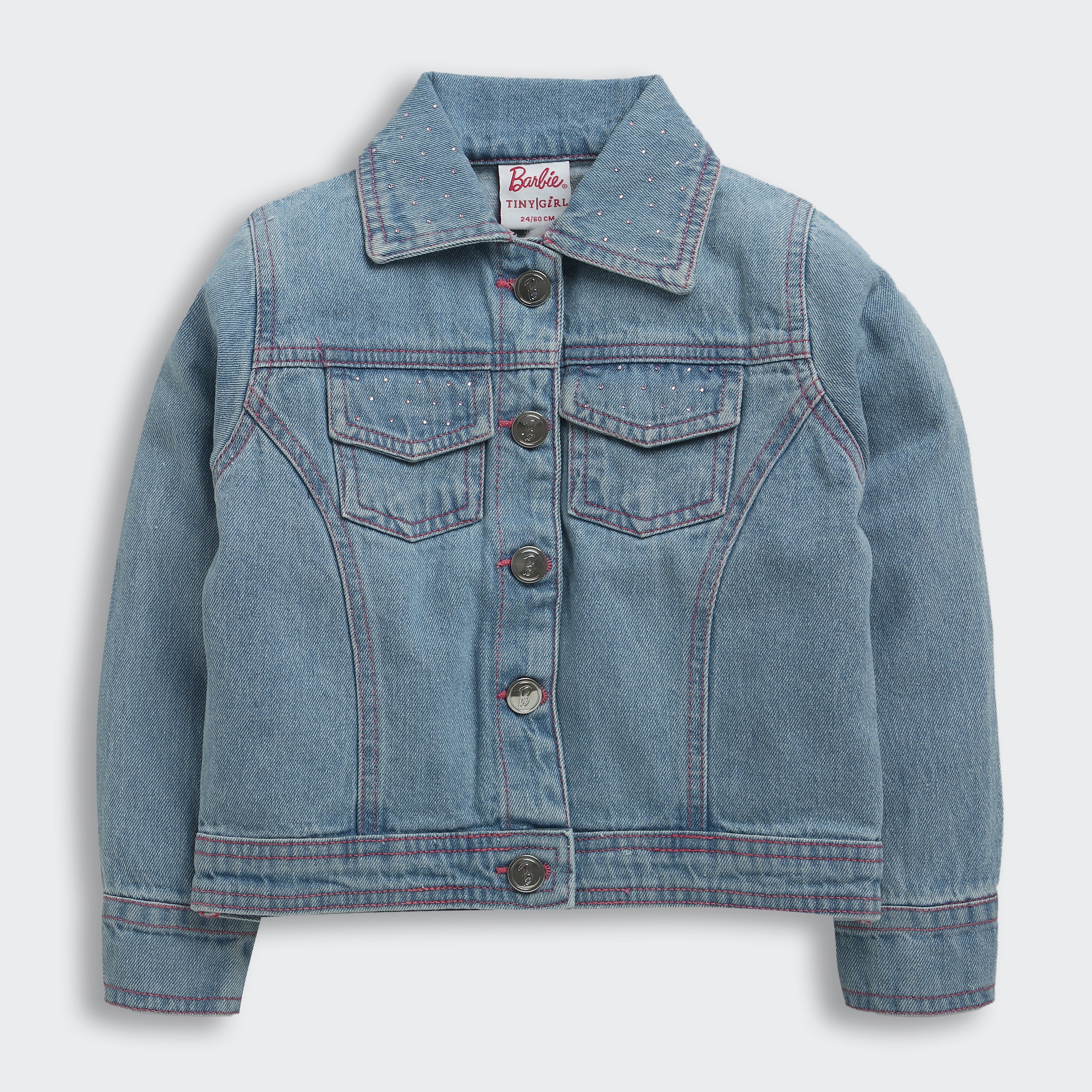 Barbie by Tiny Girl Cotton Full Sleeves Solid Pocket Detailed Jacket - Dark Blue