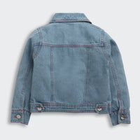 Barbie by Tiny Girl Cotton Full Sleeves Solid Pocket Detailed Jacket - Dark Blue