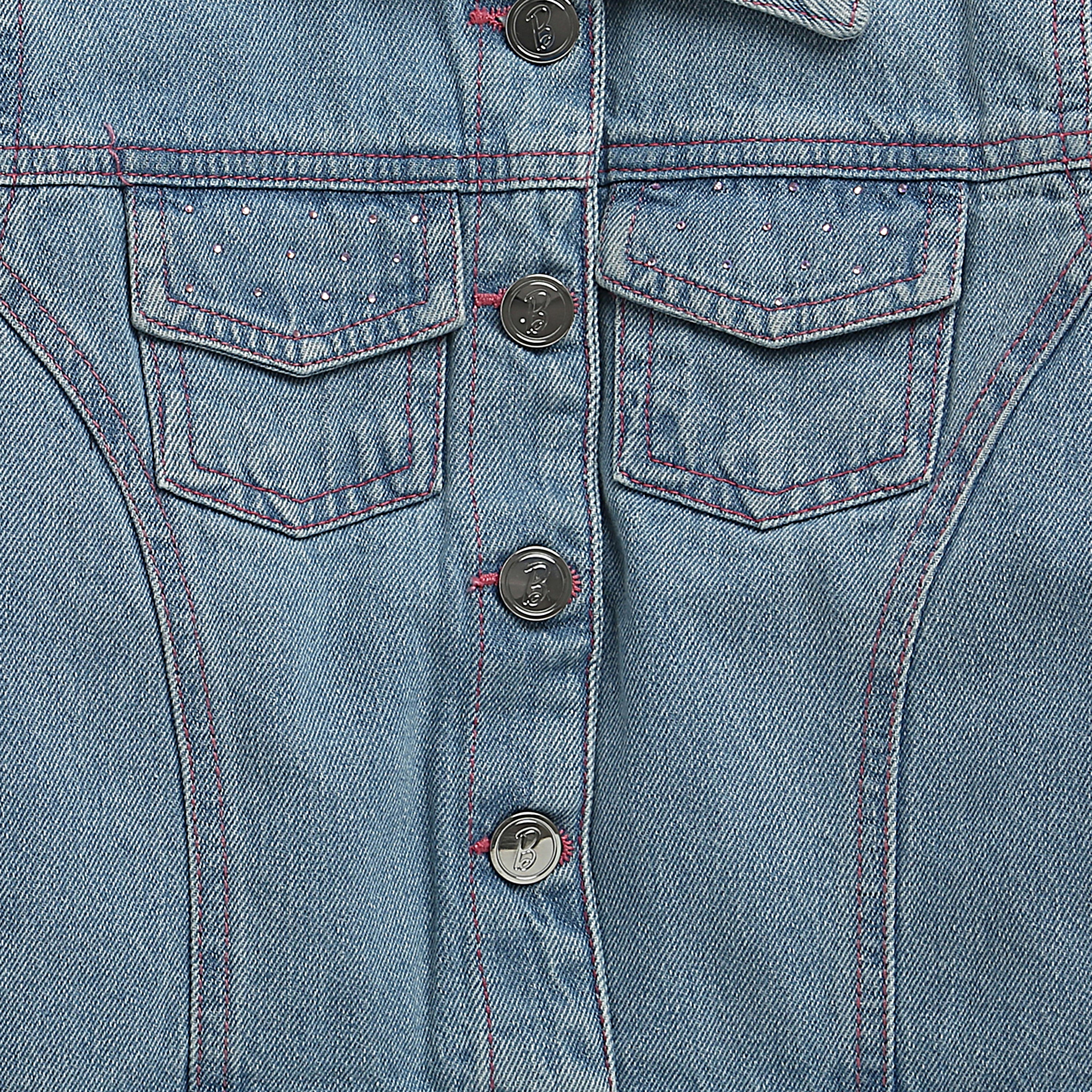 Barbie by Tiny Girl Cotton Full Sleeves Solid Pocket Detailed Jacket - Dark Blue