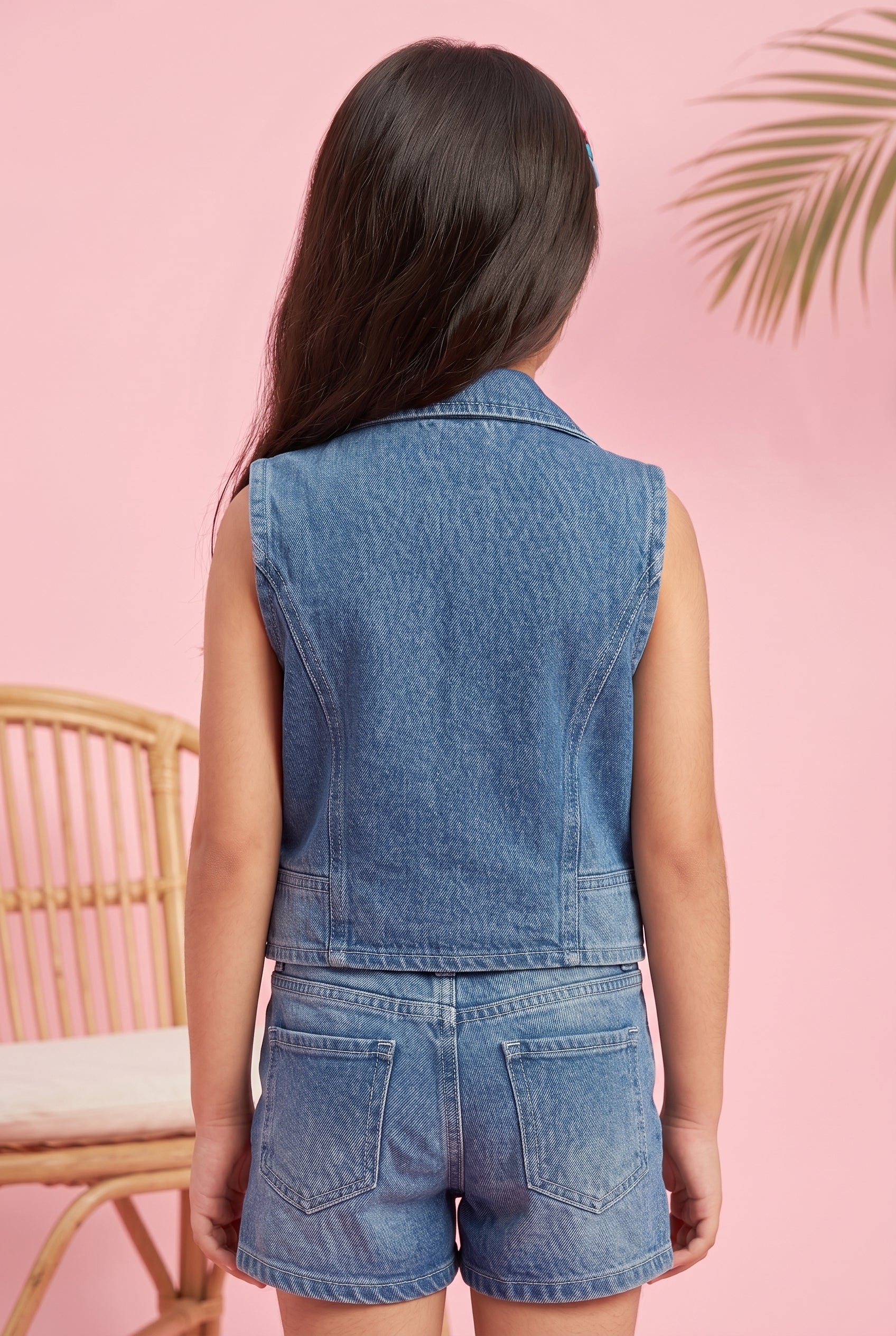 Barbie Blue Denim Sleeveless Blazer Vest BAJ2065