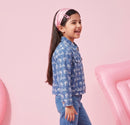 Barbie Blue Printed Denim Jacket BAJ2074