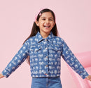 Barbie Blue Printed Denim Jacket for Toddlers BAJ2074