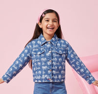 Barbie Blue Printed Denim Jacket for Toddlers BAJ2074