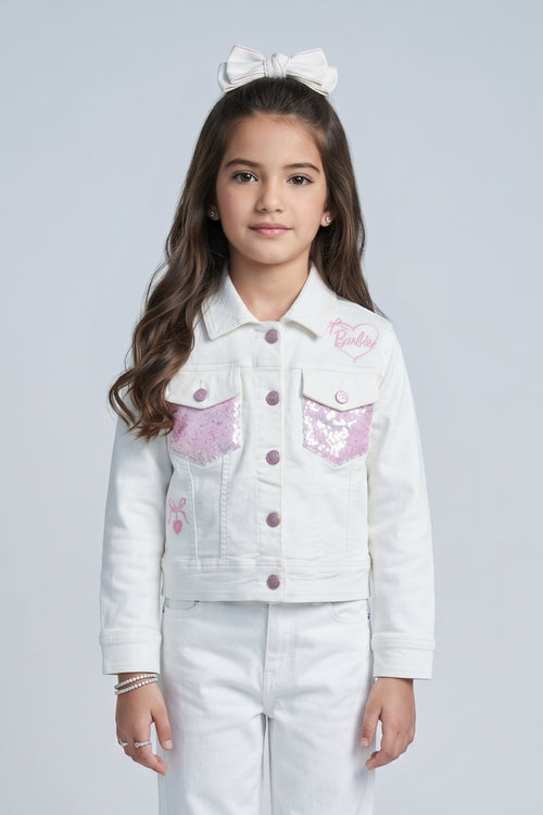 Barbie Girls White Denim Jacket BAJ2077