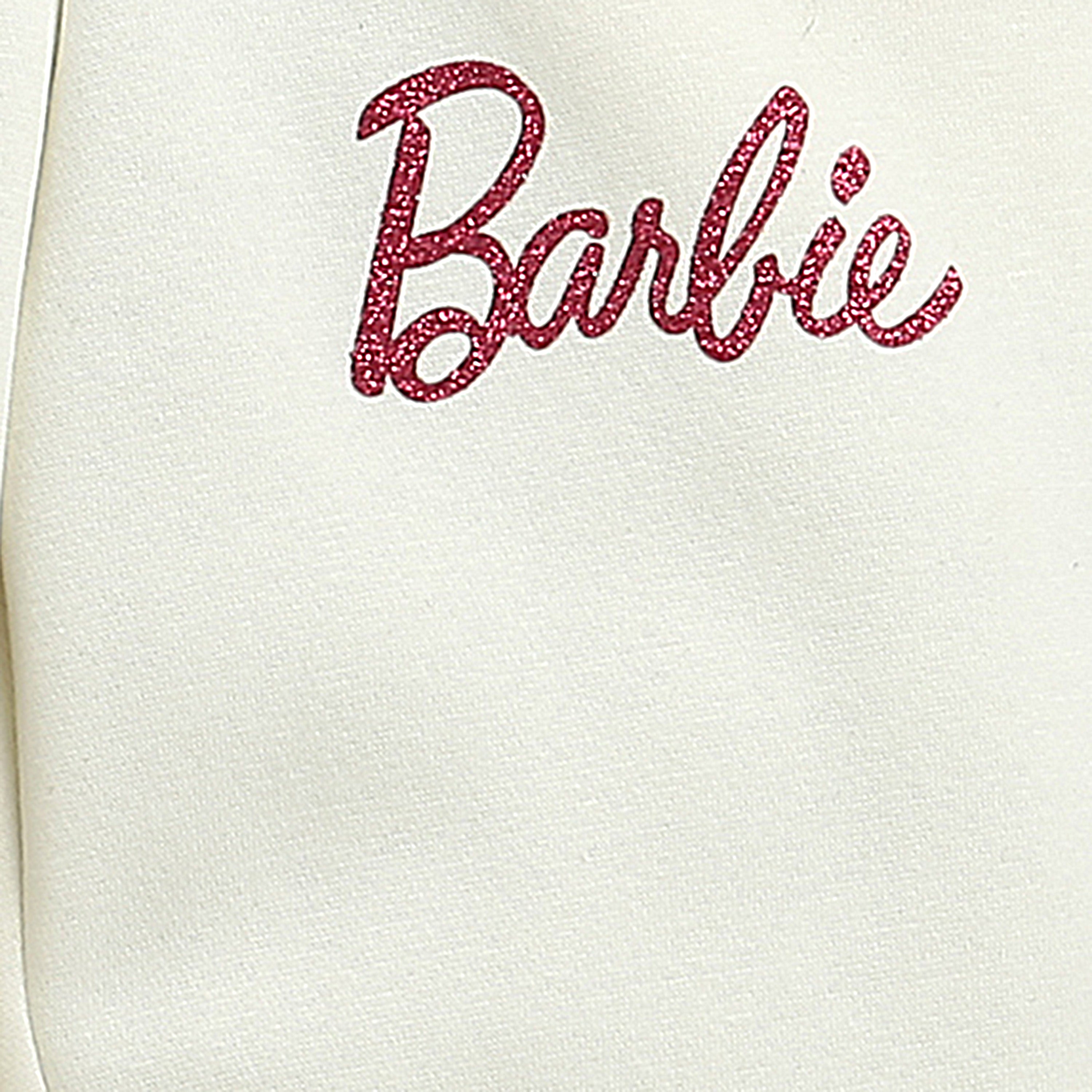 Barbie Cream Fleece Jogger Pants For Girls | Cozy Winter Casual Bottoms | Kids | Tiny Girl India