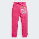 Barbie Hot Pink Fleece Jogger Pants For Girls | “Pawsitive Vibes” Graphic Winter Bottoms | Kids | Tiny Girl India