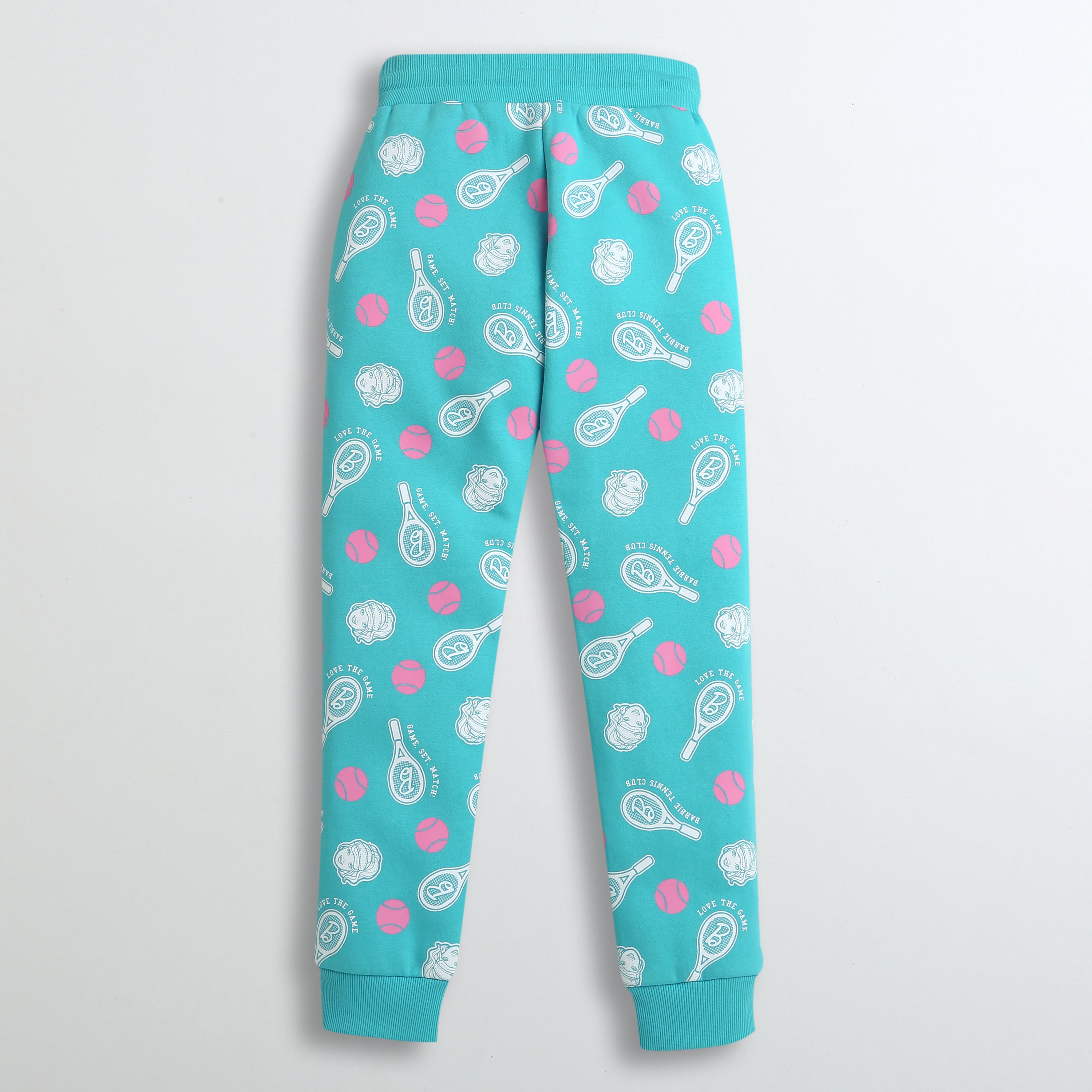 Girls Teal Printed Joggers | Fun Kids Track Pants with Pattern | Soft Cotton Lowers for Children | Stylish Playwear for Daughters | Casual Kids Trousers India