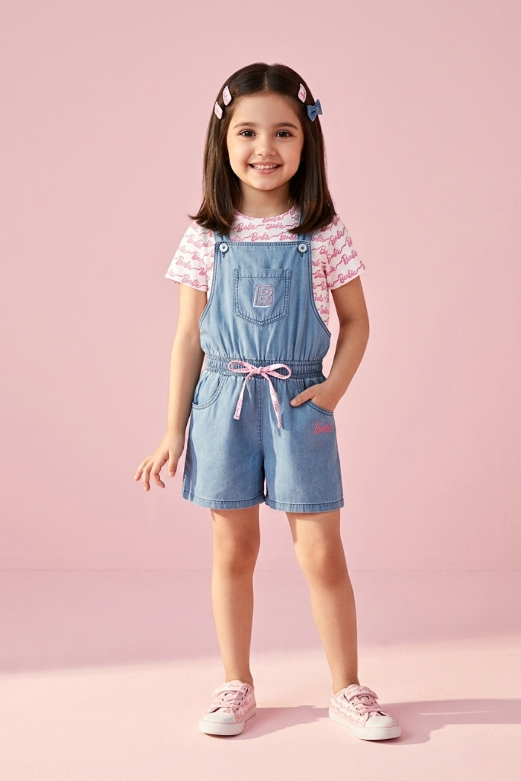 Barbie Printed T-Shirt Denim Dungaree Style BAJP105
