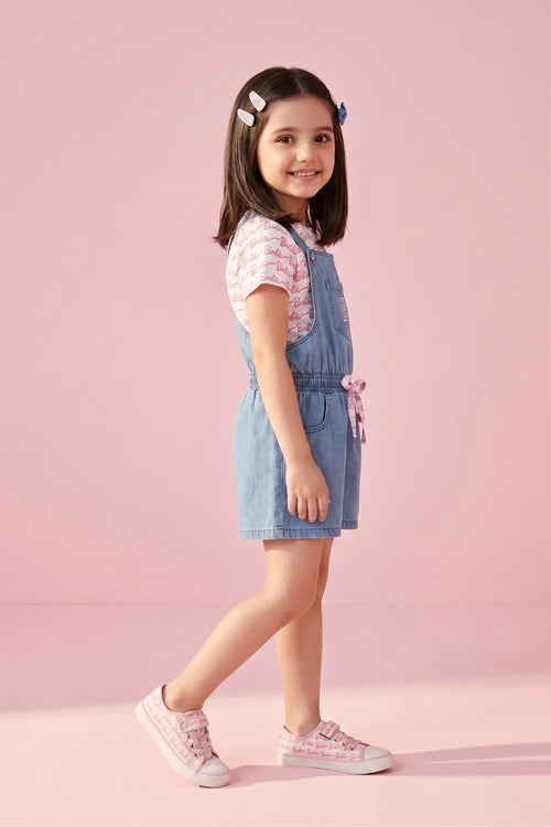 Barbie Printed T-Shirt Denim Dungaree Style BAJP105