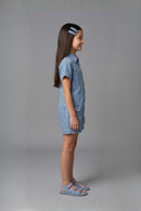 Barbie Short Sleeve Blue Denim Playsuit BAJP112