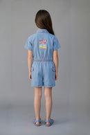 Barbie Short Sleeve Blue Denim Playsuit BAJP112