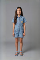 Barbie Short Sleeve Blue Denim Playsuit BAJP112