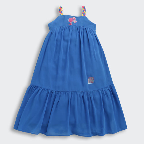 Elegant Barbie Pink Spaghetti Neck Midi Dress BAM1124