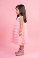 Barbie Elegant Pink Midi Dress for Girls BAM1128