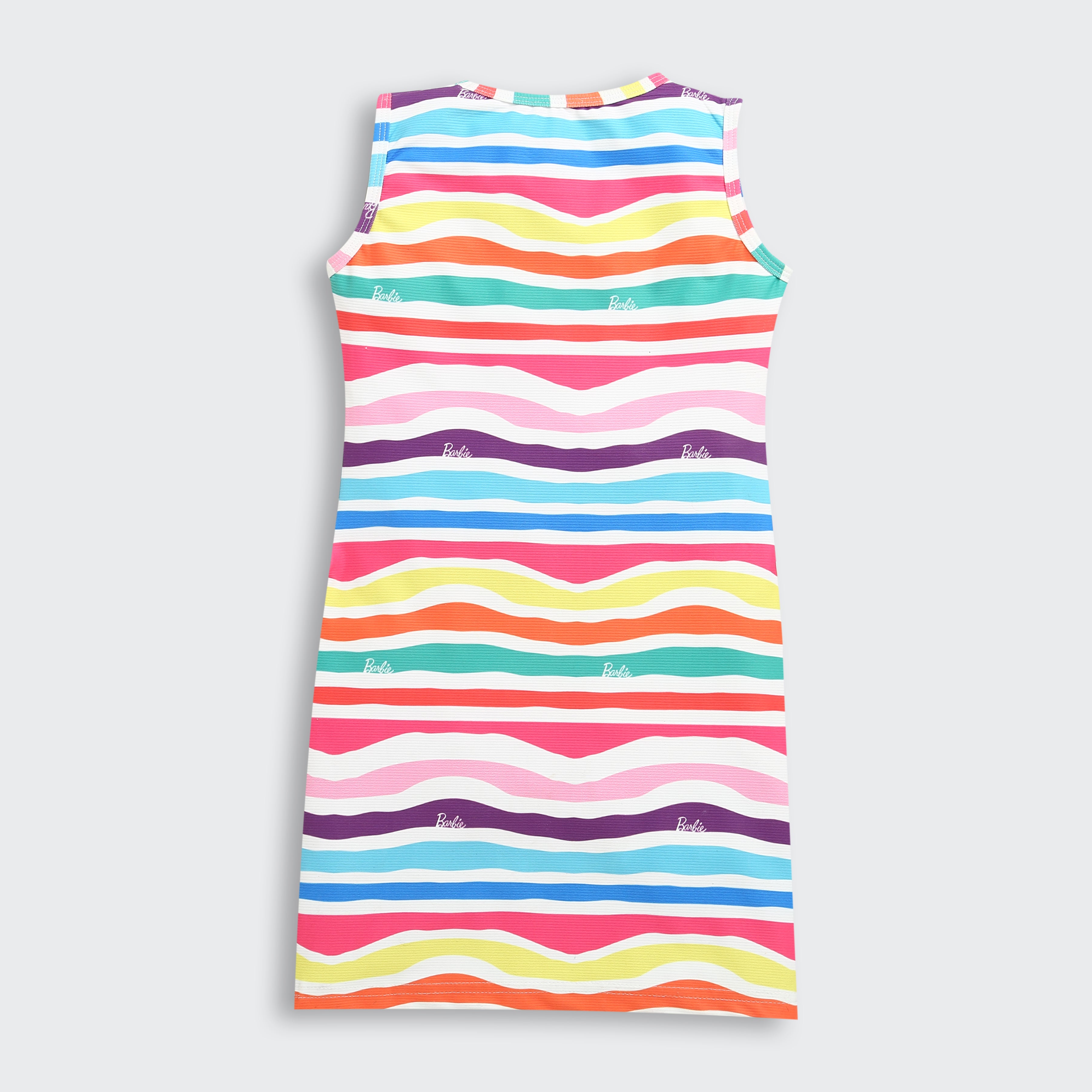 Barbie Multicolor Striped Sleeveless Bodycon Multi Shade Dress | Girls Stylish Party Dress India | Kids