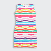 Barbie Multicolor Striped Sleeveless Bodycon Multi Shade Dress | Girls Stylish Party Dress India | Kids