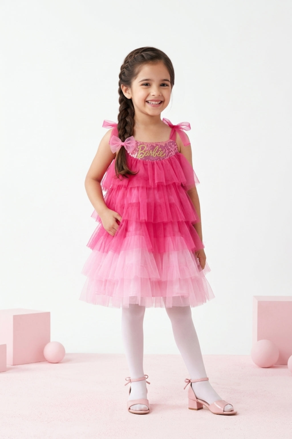 Barbie A-Line Midi Sequin Yoke Frill BAM1146