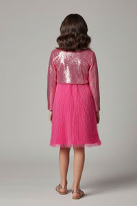 Barbie Girl Girls Party Dress Pink Solid Satin Winter Wear