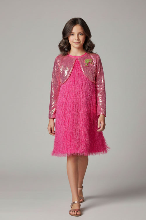 Girls Barbie Sequin Jacket Dress BAM1155