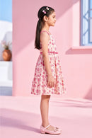 Barbie Hot Pink Sleeveless Fruits Printed Dress BAM1183