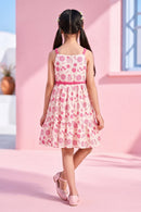 Barbie Hot Pink Sleeveless Fruits Printed Dress BAM1183