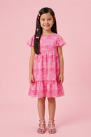 Barbie Printed Boat Neck Midi Dress BAM1186