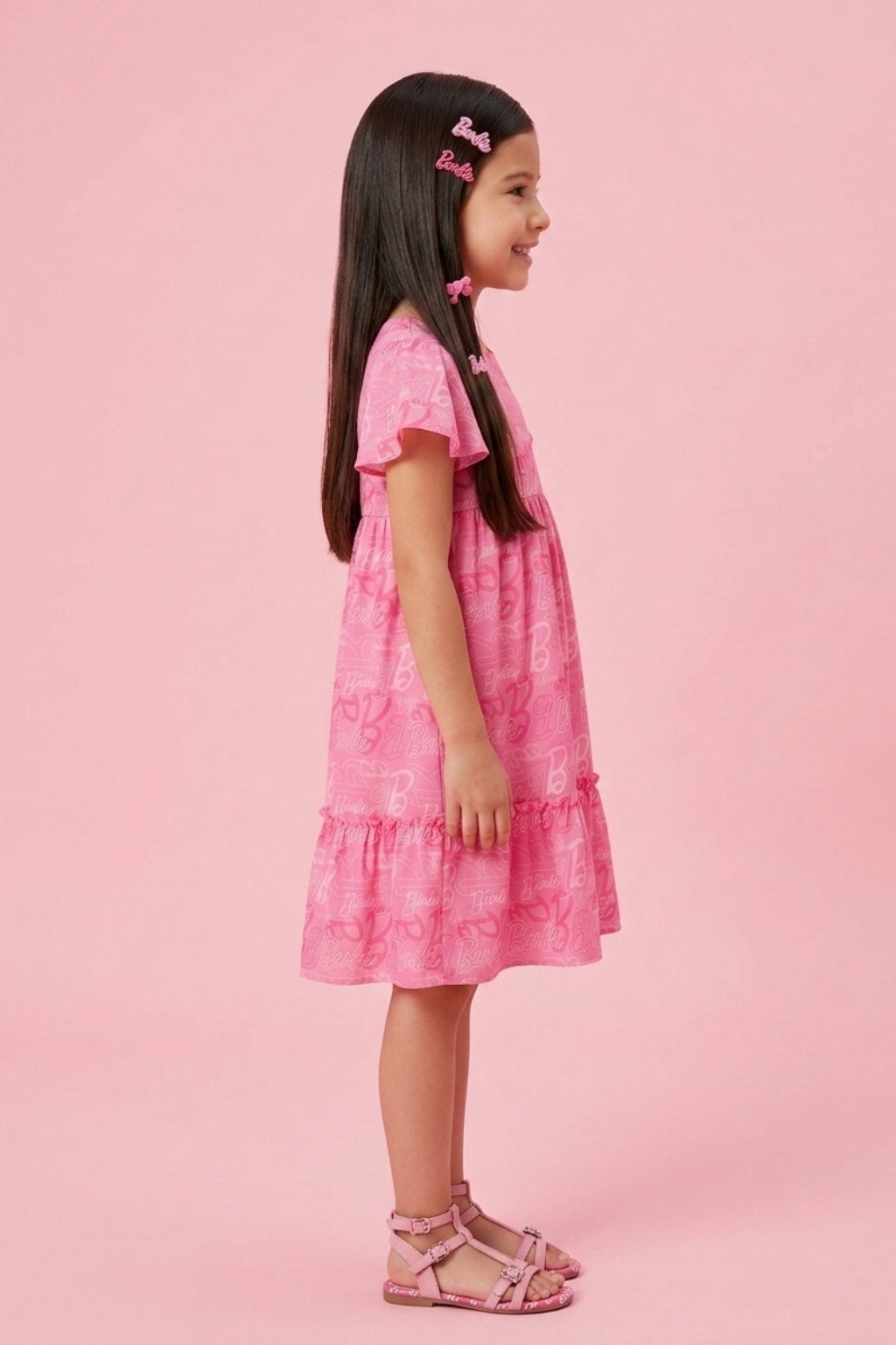 Barbie Printed Boat Neck Midi Dress BAM1186