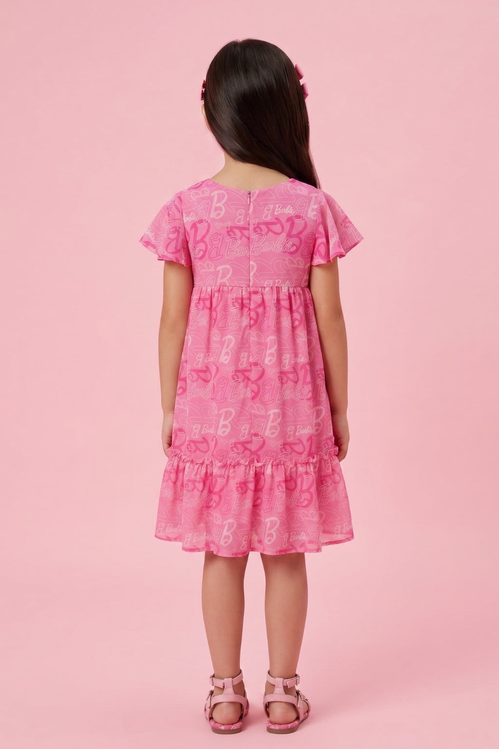 Barbie Printed Boat Neck Midi Dress BAM1186